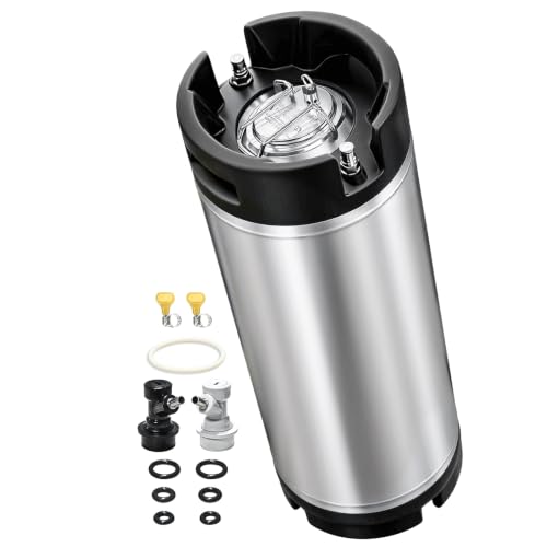 5 Gallon Keg Corny Keg, Stainless Steel Cornelius Keg, 5 Gallon Beer Keg with Quick Disconnect Set, Ball Lock Keg for Home Brewing