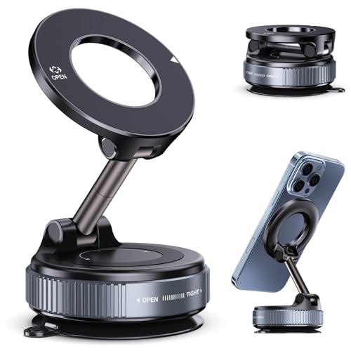 Image of Jikasho Magnetic Phone Holder for Car, Suction Cup Phone Mount for Magsafe | 360 Adjustable Vacuum Car Phone Mount, Hands-Free Phone Holders for Your Car for iPhone 17 Pro Max 16 15 14 13 12 Air Plus
