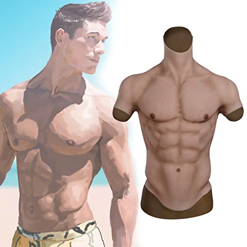 Faux Poitrine Muscle Mâle Costume Doux Silicone Hommes Artificielle Simulation Muscles Cosplay Réaliste Simulation Muscle Homme pour Cosplay Halloween Body,S Cover