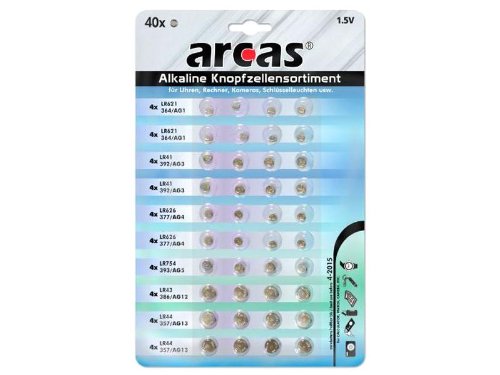 Batteria a bottone Arcas AG1-AG13 (40 pezzi)