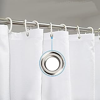 YISURE White Textured Short Shower Curtain, Small Shower Curtain for Bathroom Tub, Waterproof Fabric Shower Curtain with Magnets Weighted Bottom and Plastic Hooks 71" W x59 L /180 W x 150 Lcm