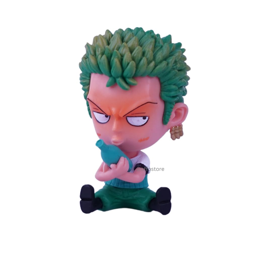 Offo Zoro Sitting Miniature Action Figure – One Piece Anime PVC Collectible Statue for Home Décor, Office Desk & Study Table | Lightweight Durable Gift for Fans