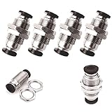 Beduan Pneumatic Plastic Bulkhead Union Fitting 4mm Tube OD x 4mm Tube OD Push to Connect Air Fitting (Pack of 5)