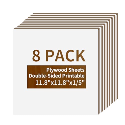 PYD Life 8 Pack Sublimation Plywood Board for Crafts,11.8" x