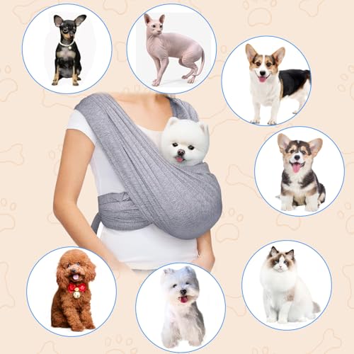 Hundetragetasche für kleine Hunde, freihändige Hundetragetasche, nach vorne gerichtete Welpen-Tragetasche, weiche Baumwolle, Katzen-Schultertasche mit verstellbarem Doppel-Schultergurt, Grau
