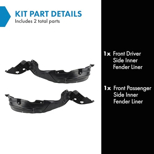 Image of TRQ Front Inner Fender Liner Set Compatible with 2003-2007 Honda Accord HO1248117 HO1249117