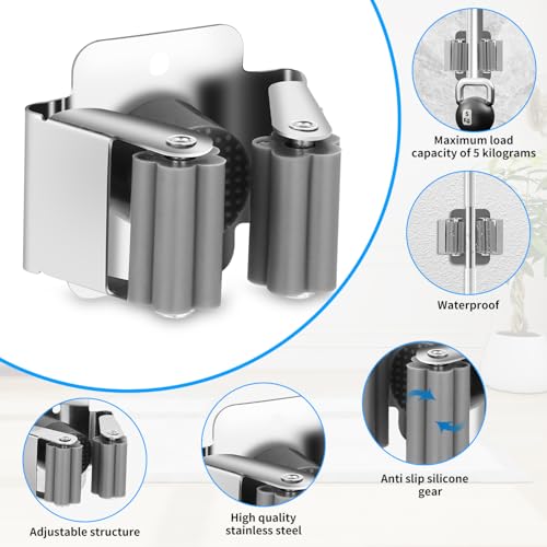 Support balais mural en argent pour optimiser le rangement de votre cuisine - 4
