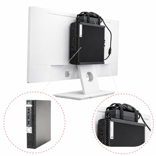 Image of Varient Universal VESA Mount Bracket with Adapter Holding Cable Tie for HP, Dell & Lenovo Mini PC | Wall, Under Desk & Monitor Mount | Black Metal | 75x75mm and 100x100mm Compatible