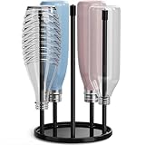 Flaschenhalter für SodaStream Crystal – Keramik Abtropfständer mit Abtropfgestell und Abtropfwanne für 5 Flaschen | Flaschentrockner für die Küche Schwarz