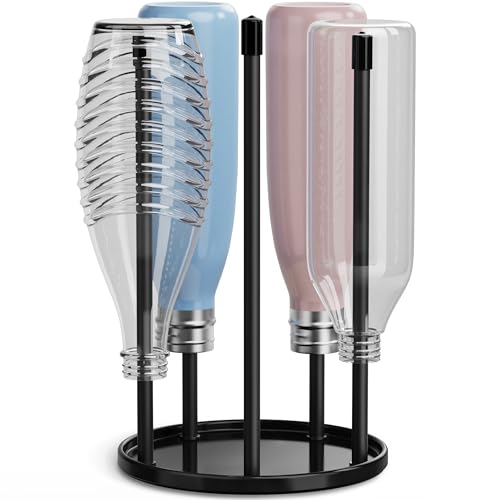 Porte-bouteilles pour SodaStream - Égouttoir en céramique de qualité supérieure avec bac d'égouttement pour 5 bouteilles SodaStream Crystal - Noir