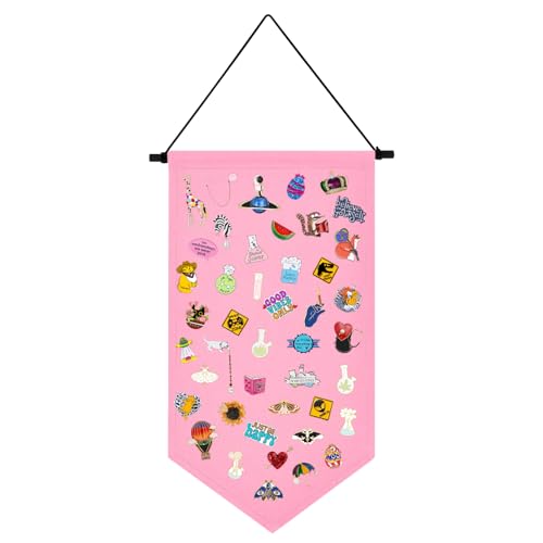 Kunyeah Wall Hanging Brooch Organizer Storage Case Colorful Canvas Pin Board Stand Enamel Pin Badge Hanging Holder Display Banner Earrings Collection Holder