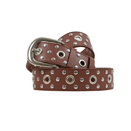 Adults Gothic Belts for Men Women Steampunk Studded Punk Rock Leather Blet Black Brown (S, Brown)