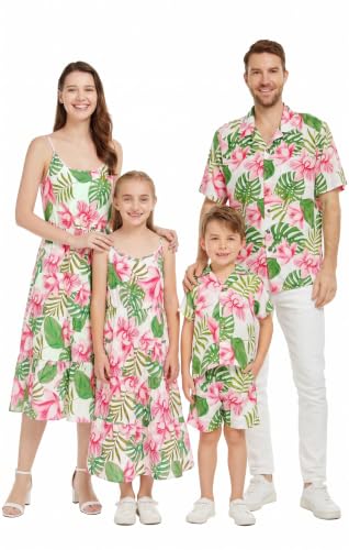 Image of Hawaii Hangover Family Matching Hawaiian Clothes, Lotus & Orchid | Family matching Hawaiian outfits, Lotus & Orchid, lightweight rayon, machine washable, tropical floral print, luaus, cruises