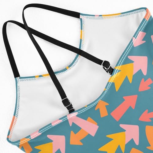 senya Girls Swimsuits One-Piece Swimwear Tie Bathing Suit Beach Summer Round Neck 7-8T Arrow Pattern4