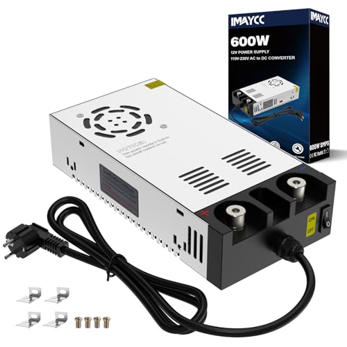 👍【Convertitore versione migliorata】Convertitore da CA a CC costruito con guscio in lega di alluminio, filo incorporato design integrato, metodi di connessione a doppia potenza, molto conveniente per i dispositivi alimentatore 12v con morsetti, tutto il rame nichelato materiale terminale, che ha una buona conducibilità elettrica e alta efficienza di conversione.