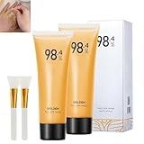 2PCS Gold Foil Peel-Off Mask, 98.4% Golden Peel Off Mask, Gold Peel Off Mask, Peeling Tearing Facial Mask, Gold Foil Tear-Off Mask (2PCS x 80g+2PCS Facial Mask Stick)