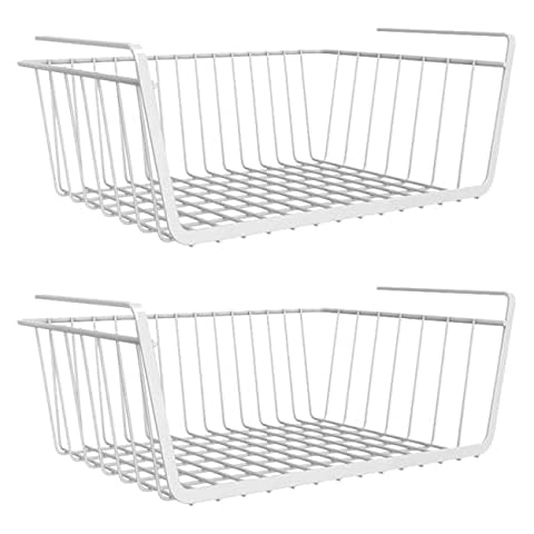 2Pcs Under Shelf Storage Basket Under Shelf Hanging Metal Wire Storage Basket Cover