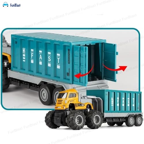 Image of FunBlast Container Truck Toy for Kids - Push & Go Friction Power Container Truck Toy for Kids, 1:43 Scale Model 4X4 Drive Die-Cast Metal Truck Toys for 3+ Year Old Boys & Girls (Style-A)
