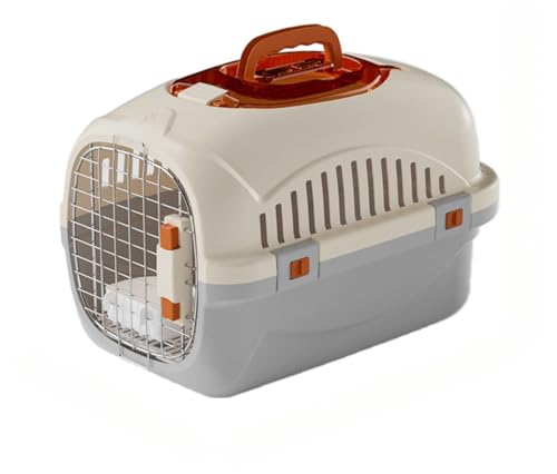 Ladfrol ペットキャリー 猫 キャリーケース 小型犬・猫用 キャリーバッグ 犬 キャリーケース ペット用 猫 キャリー航空輸送ボックス 旅行 おしゃれ 小型犬 防災 グッズ ハウス 散歩 プラスチック (304 TC/灰白色(ボウル+尿遮断板を含む)