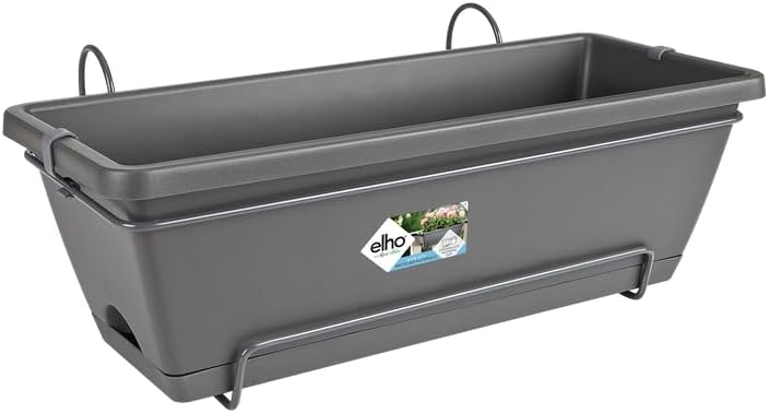Elho Barcelona Allin 1 50cm Balconnière - Anthracite | L 27.5 x W 49.5 x H 18.5 cm | Soucoupe Intégrée | Convient à une Utilisation Extérieure | Plastique 100% recyclé — vue 2