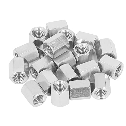 20 Stück Sechskant Kupplungsmutter, M8x1,25 14mm Länge Sechskantverbindungsmuttern 304 Rostfreier Stahl Metrische Sechskant Kupplungsmutter für Schraubenbolzen Maschinenschraube