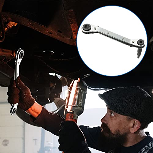 Apvti 3/16" To 3/8" 5/16'' X 1/4'' Air Conditioner Valve Ratchet Wrench With 2 Hexagon Bit Adapter Kit, Hvac Service Wrench, For Refrigeration Equipment Tools, Equipment Repair #TOP5