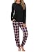Uniexcosm Schlafanzug Damen Lang Pyjama Set Loungewear Schwarz XL