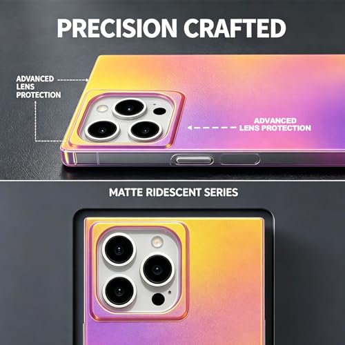 Coque iPhone 16 Pro rectangulaire fine souple au fini rose irisé mat laser