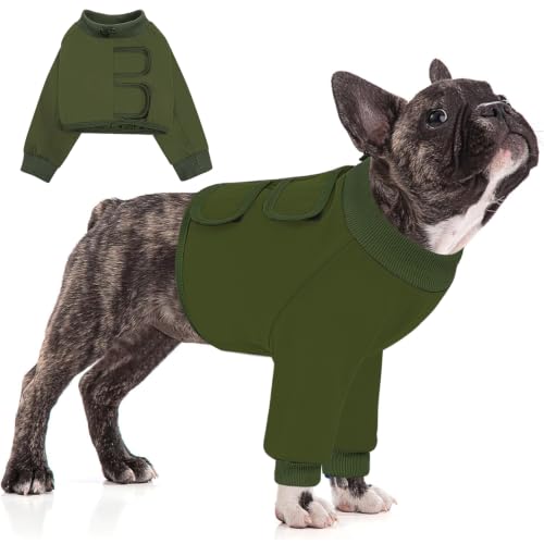Image of KOESON Dog Recovery Suit for Front Legs, Cotton Dog Long Sleeve Shirt for Front Legs, Shoulder, Elbow & Chest, Soft Elbow Protector for Small Dogs to Stop Licking Joints, Cone Collar Alternative