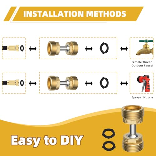 Image of Swivel All-Metal Garden Hose Adapter, 3 /4 inch GHT Hose Protector, Male to Male
