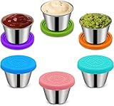 【Tragbarer Salatdressing-Behälter】 Edelstahl Mini Dips Lebensmittel Lagerung 2.4oz / 70ml, weit verbreitet und bequem. Perfekte Größe für Salatdressing, Soße, Marmelade, Erdnussbutter, Gewürze und mehr. Sie können auch Nüsse und Snacks hineinlegen, das Lieblingsessen der Kinder!