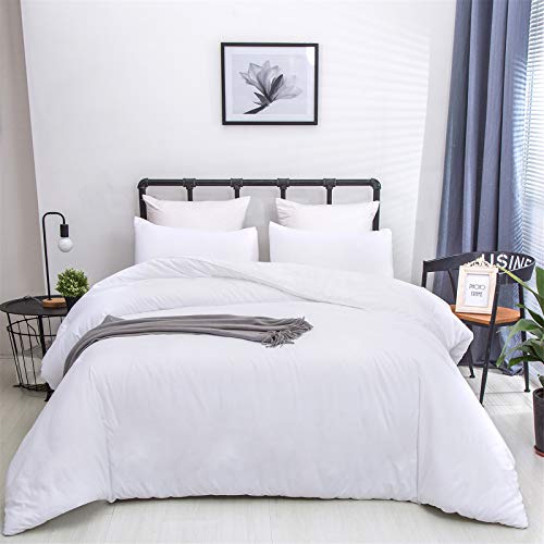 Cottonight White Comforter Set King White Bedding Comforter Set Plain White Solid Color Blanket Quilts Soft Breathable Pure White Bedding Set for Women Men Hotel Quality King Bed