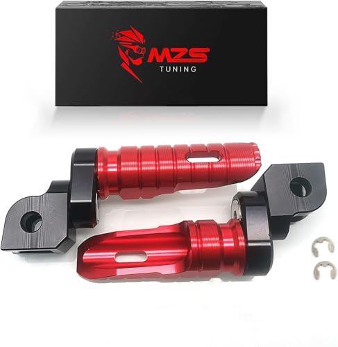 Image of MZS Motorcycle Foot Pegs Compatible with FZ07 FZ09 FZ10 FZ1 FZ6 FZ6R FZ8 MT03 MT07 MT09 MT10 YZF R3 R25 SCR950 Tracer XSR700 XSR900, Double Adjustable Front Rider Footpeg Footrest Pedal CNC Red