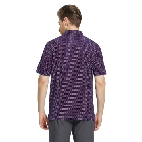 Image of M MAELREG Mens Golf Shirt Short Sleeve Dry Fit Print Moisture Wicking Performance Patterns Collared Polo Shirt