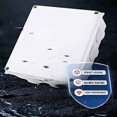 Electrical Junction Box,Toolzia Ip65 Waterproof Junction Box Pvc Plastic Adaptable Outdoor Electrical Junction Box Waterproof Project Box for Electronic Cable (255*200*80 mm/White)