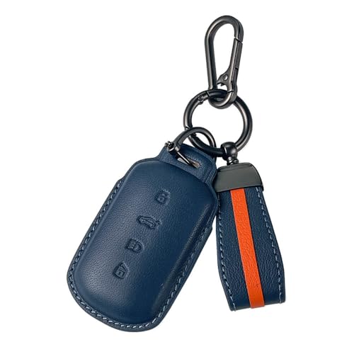 Image of Keyzone Royal Leather Key Cover for Tata Harrier 2026, Safari 2026, Sierra 2025, Curvv, Curvv EV Smart Key (Celestial Blue)