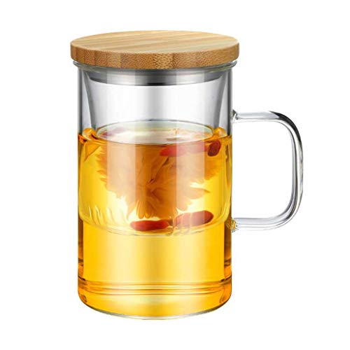 Vasos de cristal con tapa de bambú set de 2 tazas de vidrio multifuncionales 2