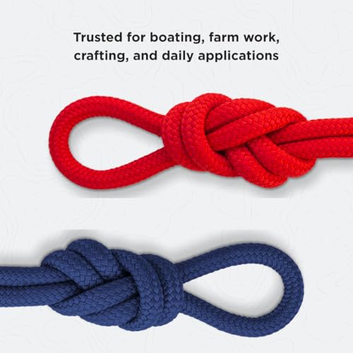 Montauk Rope 1/2\" Double Braid Nylon Rope Solid Colors Dock Line for Boats up to 30ft | Marine-Grade, Shock Absorbing, Low-Stretch, UV & Saltwater Resistant Crafts & Outdoor Use-Neon Pink - 25 ft.