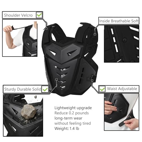 Leichte Brustpanzer-Motorrad-Schutzweste, Dirtbike-Reiten, Off-Road-Rennen, Radfahren, Skifahren, Motocross, Erwachsene, Kinder, Protektor-Shirt, Jacken für Straßenrad, Herren-Rückenschutz (schwarz)
