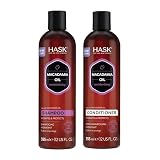 HASK Macadamia Oil Moisturizing Shampoo + Conditioner Set | For All Hair Types, Sulfate-Free, Paraben-Free, Gluten-Free, Cruelty-Free, Color Safe | 12oz each