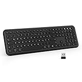 Ergonomisches Design: Die Rückseite der Tastatur ist hochgezogen, sodass die Funktastatur in der horizontalen Ebene um ca. 8 Grad geneigt ist, wodurch sie sich besser für Langzeitgebrauch eignet und Ermüdung reduziert. Die richtigen Abstände zwischen den runden Retro-Tasten reduzieren Tippfehler.