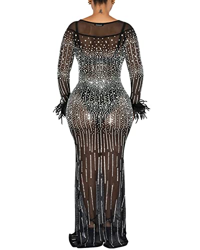 Image of PORRCEY Sexy Elegant Rhinestone Party Club Night Formal Dress for Women