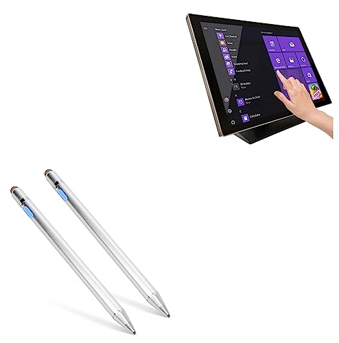 BoxWave Stylus Pen Compatible with Angel POS Multi-Touch HDMI VGA Monitor (24 in) - AccuPoint Active Stylus (2-Pack), Electronic Stylus with Ultra Fine Tip - Metallic Silver