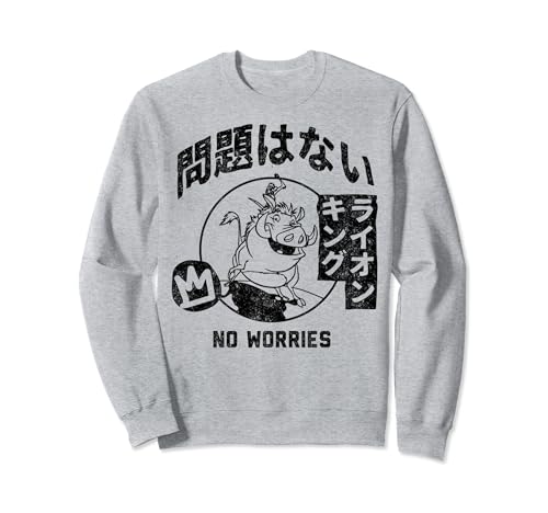 Sweatshirt Lion King Disney Timon et Pumbaa Hakuna Matata en kanji japonais pour adulte