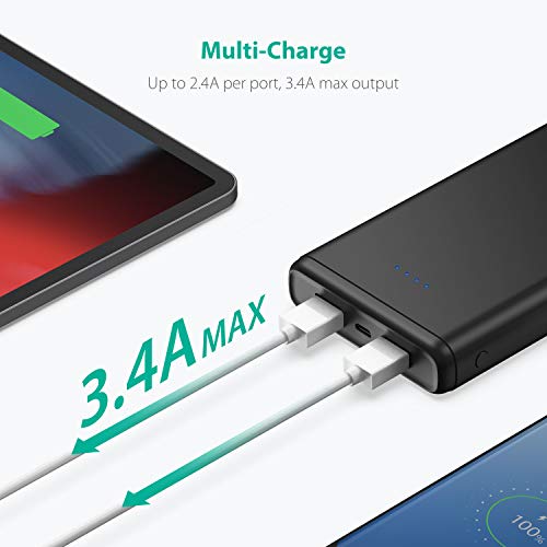 Power Bank Portable Charger 20000mAh RAVPower USB External Battery Pack Dual iSmart USB Ports Ultra Compact Phone Charger Compatible with iPhone 11 Pro Max Galaxy S10 Note 10 iPad Pro Android Devices