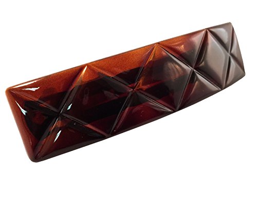 Pasador de pelo rectangular de concha de tortuga francesa de 8.9 cm para mujer 2