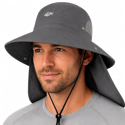 Image of Palmyth Fishing Hat with Detachable Neck Flap UPF 50+ Breathable Sun Hats