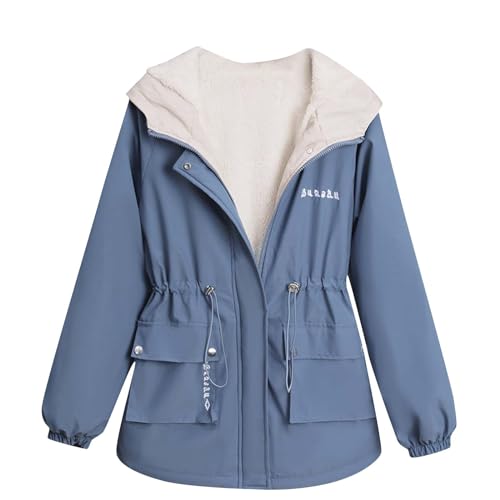 XUNRYAN Teen Girls Winter Jackets Sherpa Lined Quilted Lightweight Jacket Warm Cotton Down Coat Hooded Parka Anorak Outwear