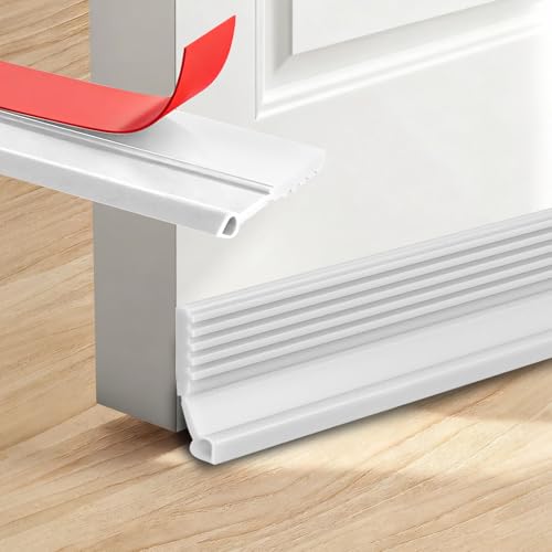 ACESOME - Junta para puerta (autoadhesiva, 1 m, burlete para puertas, estanqueidad inferior, para puertas de 0 a 15 mm), color blanco
