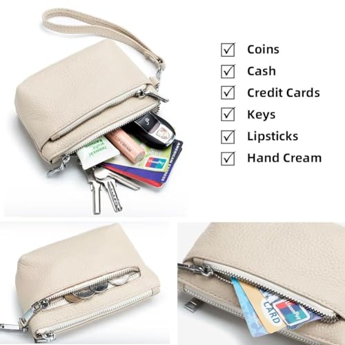Small Clutch Purse for Women Genuine Leather Coin Wallet Roomy Multi Pockets Change Pouch Zipper Wristlet, Blue, One Size4